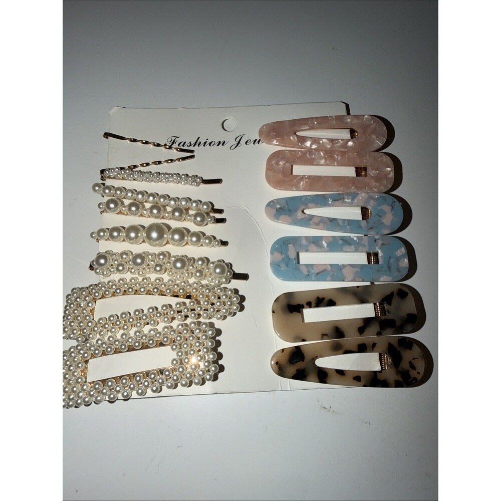 Lot of 15 Acrylic Resin Hair Barrettes Clips Varied Sizes-Shapes Colorful NEW